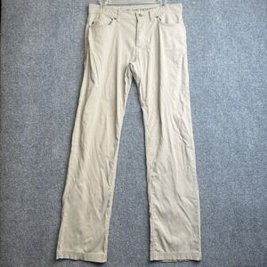 Prana Brion Slim Fit Pants Mens 32 Beige Khaki Hiking Outdoor Travel Trail Nylon